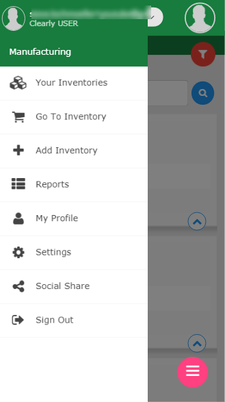 Mobile menu screen