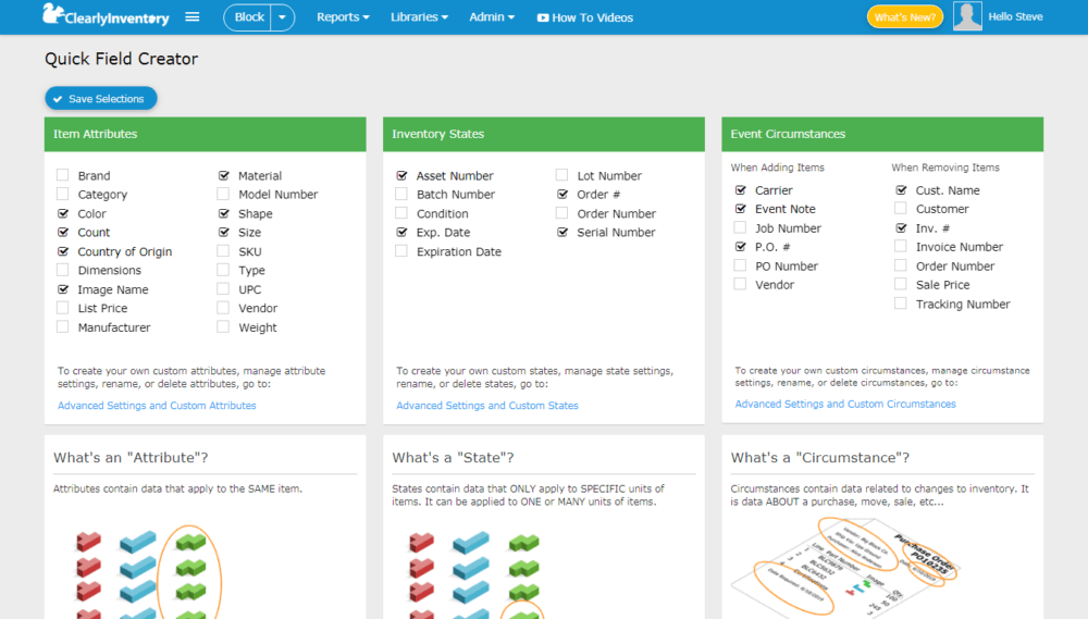 Quick field creator screen