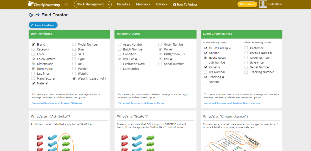 Quick field creator screen