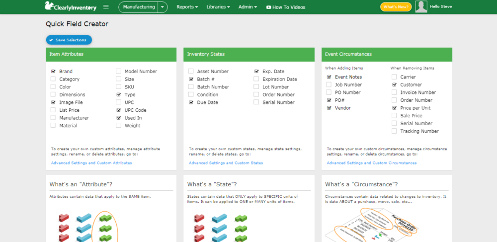Quick field creator screen