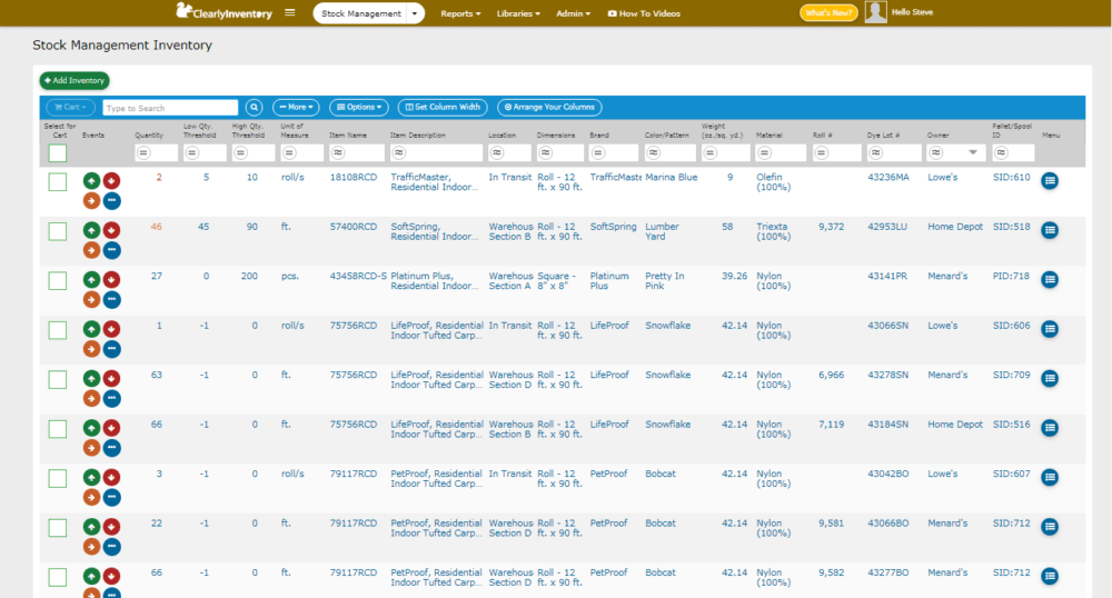 Inventory management-stock management inventory screen