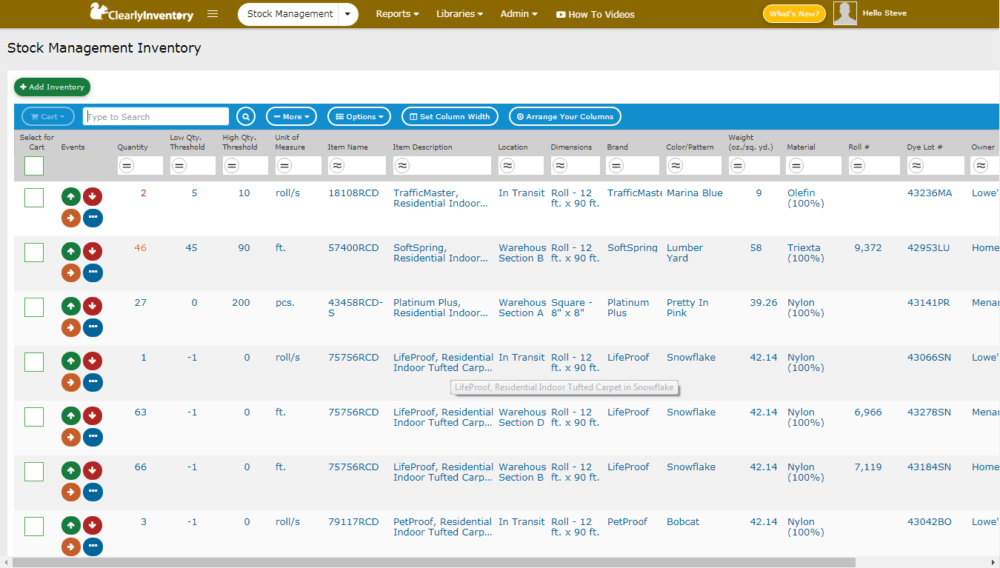 Inventory management-stock management inventory screen
