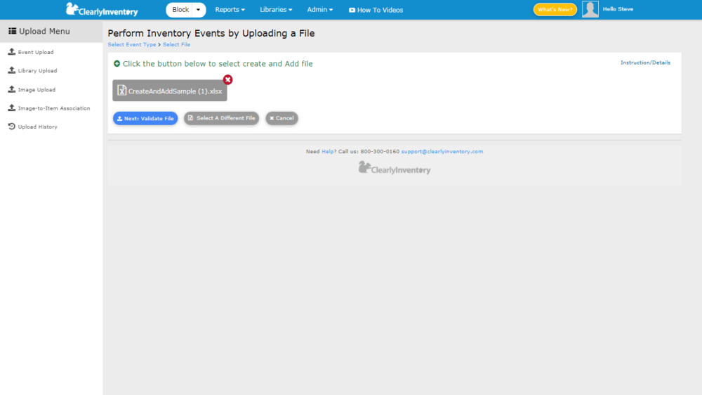 Inventory management-perform inventory events screen