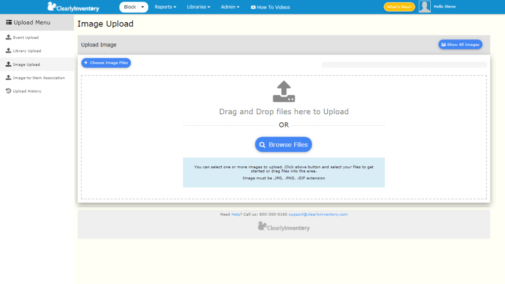 Image upload screen